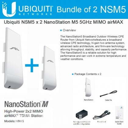 Ubiquiti Nano Station M5 PAIR 150Mbps Wireless Access Point